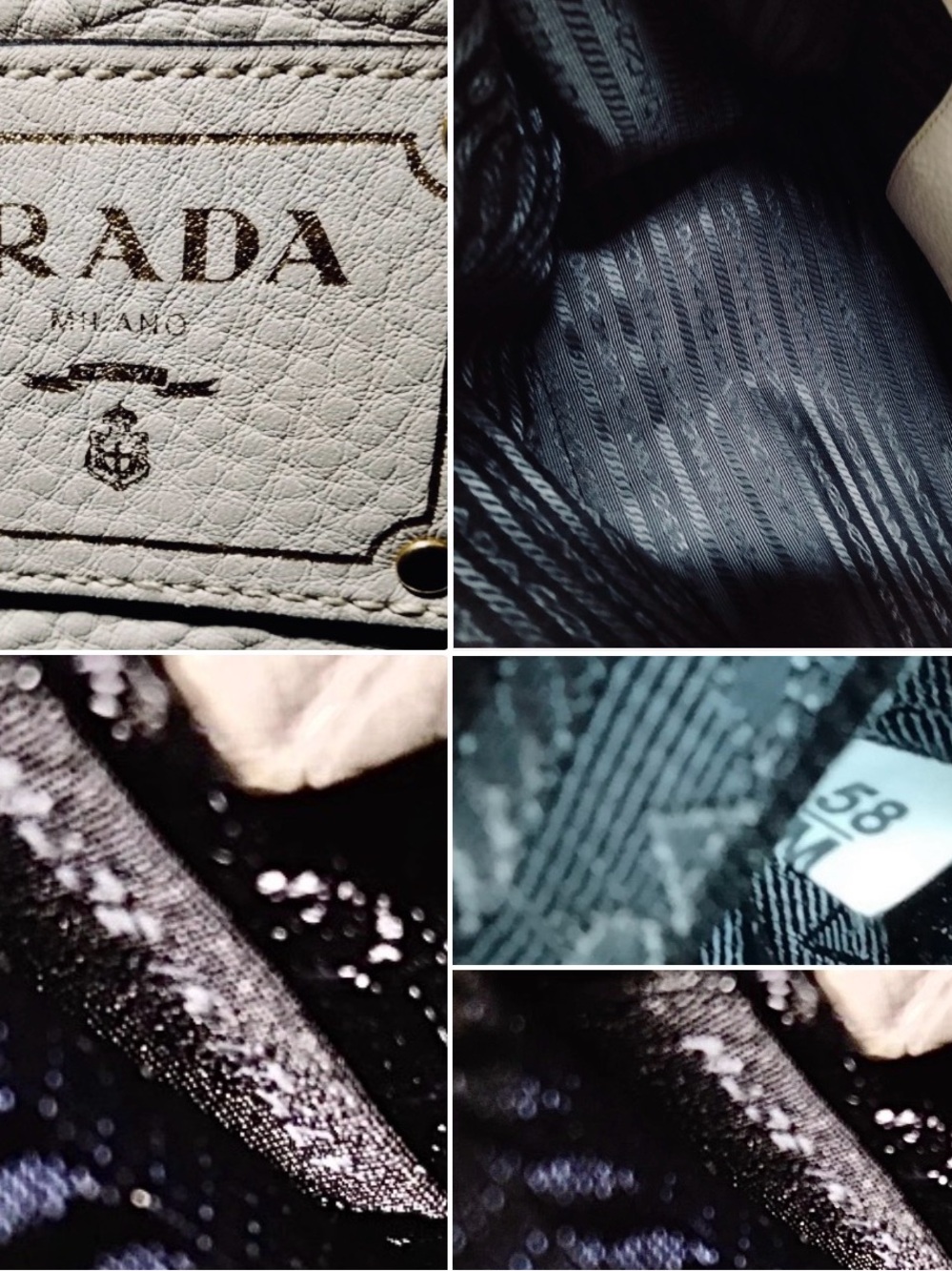 Prada “Bianco”Vitello Daino Leather Sound Flap top 2way #58M/Italy - Picture 4 of 16